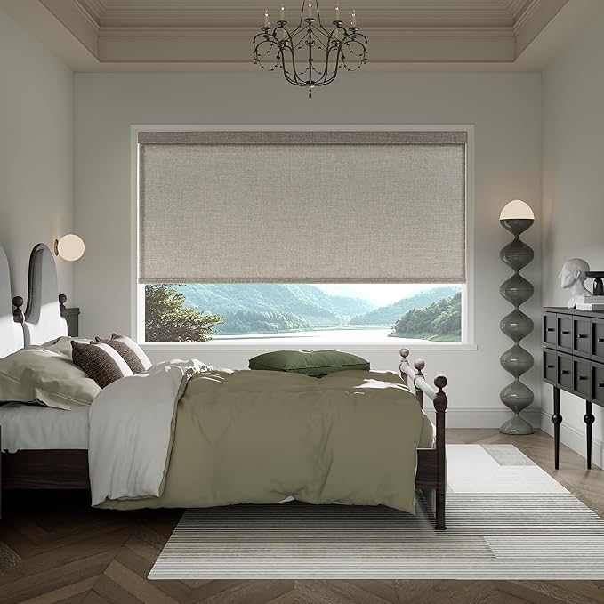 Boolegon Motorized Blinds with Remote, Light Filtering Smart Electric Window