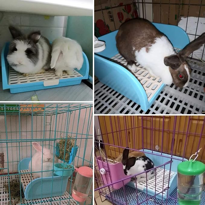 Hamiledyi Large Rabbit Litter Box Corner Bedding Box Chinchilla Toilet Trainer Square Potty Pet Pan for Adult Guinea Pig, Galesaur.Ferret and Other Animals Blue