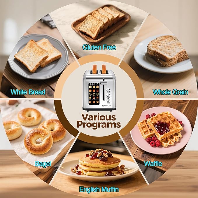 2 Slice Easy Touch Screen Toaster, Stainless Steel Toaster