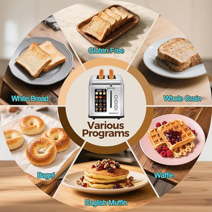2 Slice Easy Touch Screen Toaster, Stainless Steel Toaster
