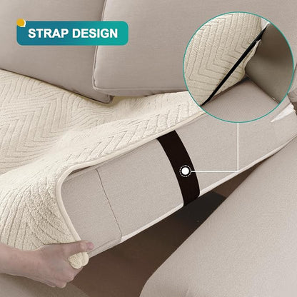 Turquoize Waterproof Couch Cover for Dogs Fuzzy Pet Couch Covers for Sofa Thick Dog Bed Cover Non-Slip Sofa Covers for 3 Cushion Couch Protector Slipcover Pet Friendly (Beige, 36" x 72")