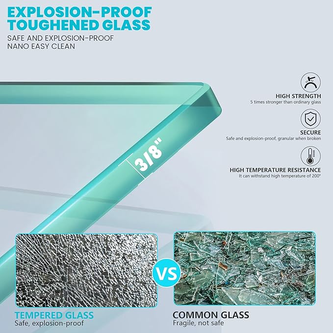 Shower Glass Panel 20.5" W×78.75" H, 3/8" Thick Clear Tempered Glass Panel