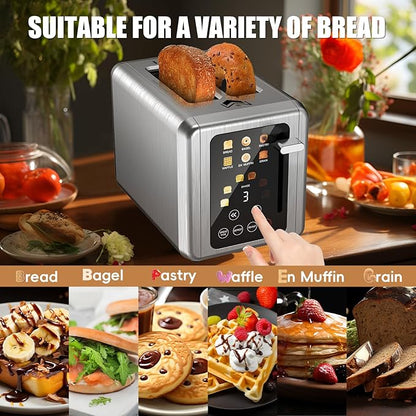 2 Slice Toaster, Touchscreen & Dual Independent Control Panel, 5 Basic