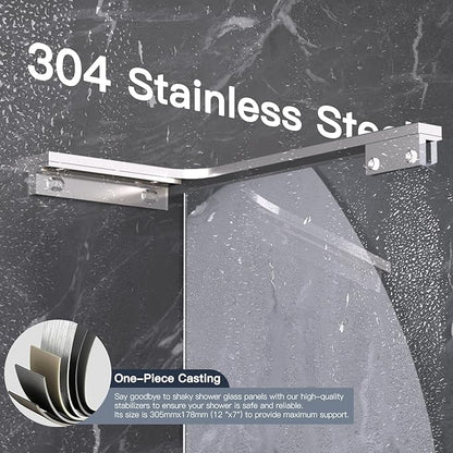 Shower Glass Support Bar, Both Sides Available, Frameless Bathroom Glass Clamp