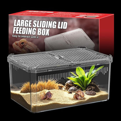 【No Assembly】 Breathable and Secure Reptile Tank with high Transparency - Ideal Container House for Hermit Crab, Tarantula Enclosure, Turtle Tank or Jumping Spider Habitat (L)