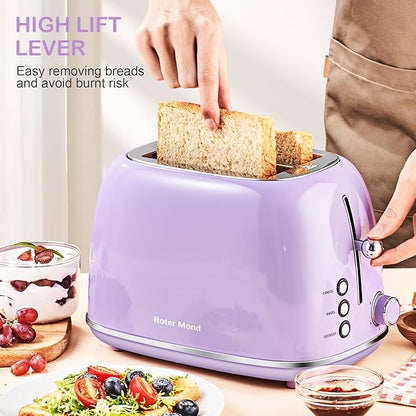 Roter Mond 2 Slice Toaster Retro Stainless Steel