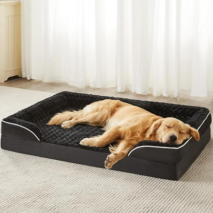 WNPETHOME Orthopedic Washable XL Dog Bed for Senior Dog Cozy Sleep | Extra Large Waterproof Big Soft Dog Couch Sofa Bed for Dogs Relax with Removable Cover Supportive Pet Bed Black 42x30 Inch