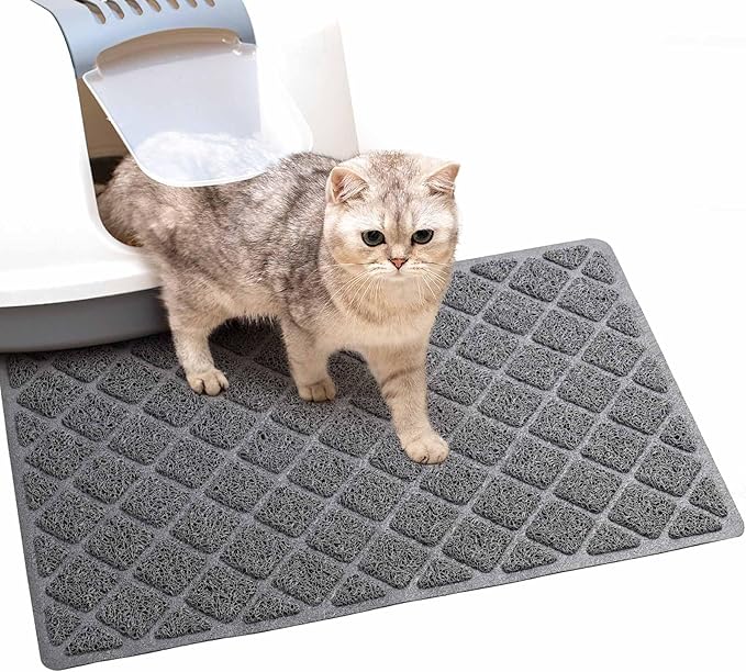 BOOMIBOO Cat Litter Mat Litter Box Mat，Litter Trapping Mat Premium Durable PVC Pad, 23 x 14 Inches, Easy to Clean，Non-Slip，Urine Waterproof