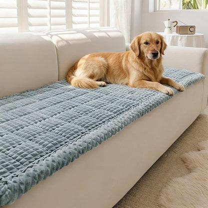 Couch Cover for Dogs Washable, Non Slip Couch Covers for 3 Cushion Sofa Pet Friendly, Fuzzy Pet Couch Cushion Covers for Dog, Thick, Soft for Sofa Protector (Blue Gray, 27.6" x 70.9"/70 x 180cm)
