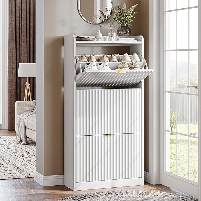 CHUWELL Fluted Shoe Cabinet Storage