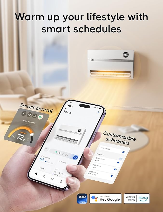 DREO Wall-Mounted Heater, Smart Space Heater