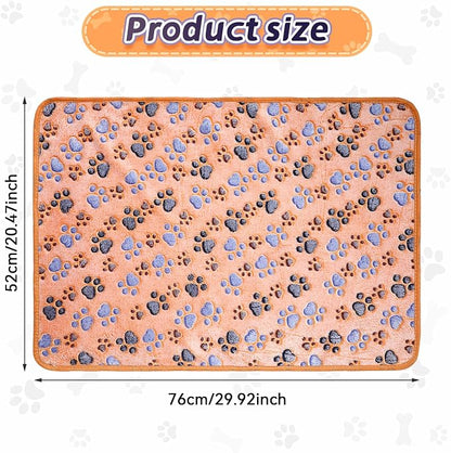 Tatuo 4 Pack Fleece Dog Blankets for Puppy Cats Multi-Size Sleep Mat for Pet Guinea Pig Soft Washable Warm Crate Bed Puppy Teething Toys Print Pattern Blanket Indoor(Coffee,30 x 20.5 Inch,Paw)