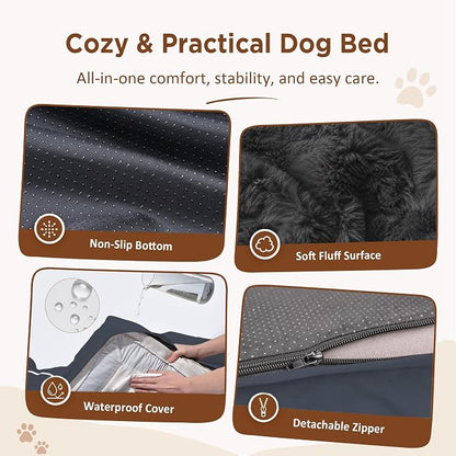 Comfort Expression Waterproof Orthopedic Dog Bed for Medium Size Dog | Supportive Egg Crate Foam Medium Pet Bed with Removable Bolster, Dog Couch with Washable Cover & Non-Slip Bottom, 28x19 Inch