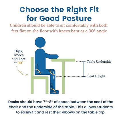 ECR4Kids Classroom Adjustable Chair, Flexible Seating, Blue, 2-Pack