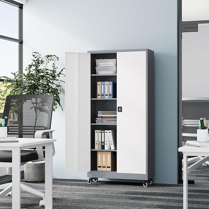 Metal Rolling Storage Cabinet-74.6” Tall Steel File Cabinets