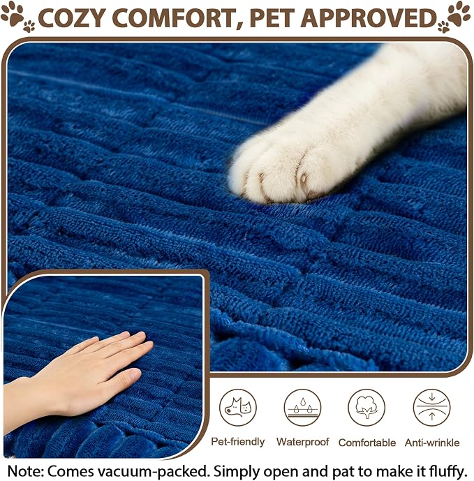 FUANGUI Waterproof Armrest Couch Cover for Dogs,27.6" x 27.13", Navy Blue | Non-Slip Backrest Cover Recliner Chair Protector, Fuzz Soft Armchair Armrest Cover Washable Couch Covers Sofa Pet Friendly