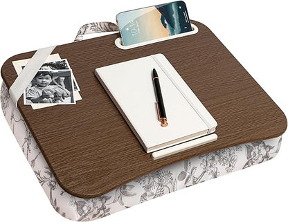 LAPGEAR Designer Lap Desk with Phone Holder and Device Ledge - Hummingbird Toile - Fits up to 15.6 Inch Laptops - Style No. 45413