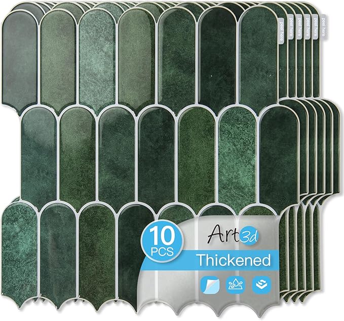 Art3d 12 x 12 Inch Heavy-Duty Peel and Stick Backsplash, Self-adhesive Wall