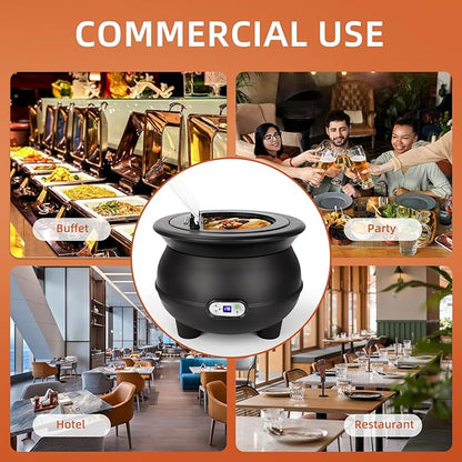 YUANHAO 8 Qt. Black Soup Kettle Warmer - 120V