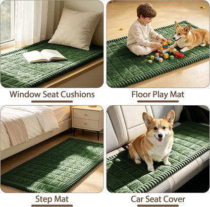 FUANGUI Waterproof Couch Cover Sofa Cover for Dogs and Pets Sofa Protector | Non-Slip Washable Fuzzy Soft Cat Bed Sofa Slipcover for 2-3 Cushion Couch Sofa Pet Friendly, Dark Green, 27.6" x 82.7", 1 pcs