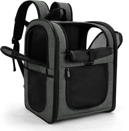 Apollo Walker Pet Carrier Backpack for 4-15lb Cats and Dogs, Puppies, Safety Features and Cushion Back Support | for Travel, Hiking, Outdoor Use (Gray)