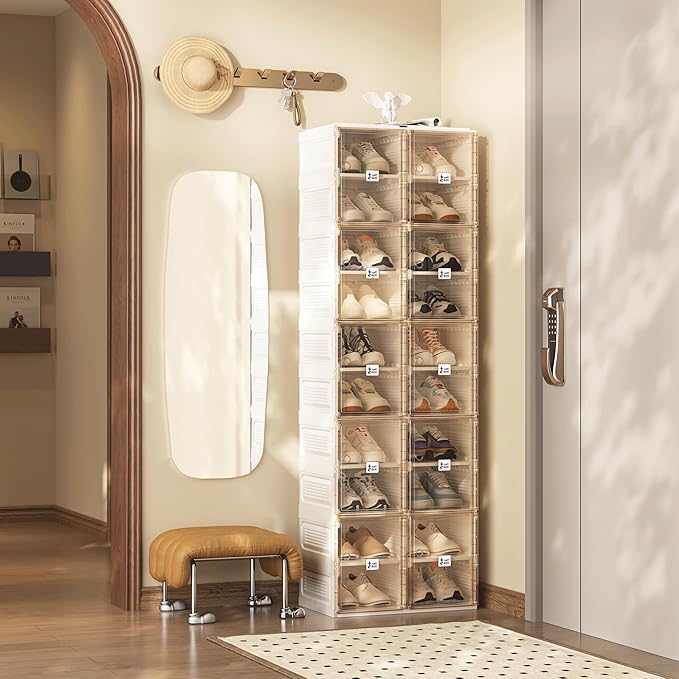 ANTBOX Shoe Organizer Storage Box, Portable Folding Shoe Rack