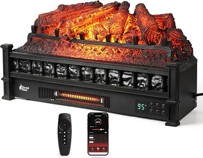 TURBRO Eternal Flame 26 in. WiFi Infrared Quartz Electric Fireplace Log Heater