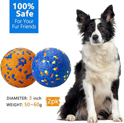 2Pcs Super Bouncy Dog Balls - Lifetime Replacement - Fun Indestructible Dog Tennis Balls for Aggressive Chewers, Durable Floating Fetch Toys for Medium and Large Dogs