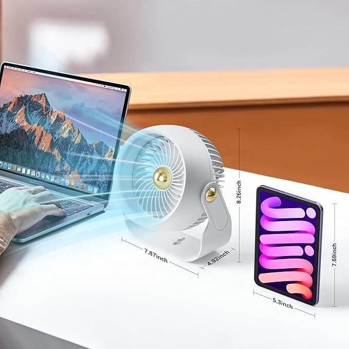 CIVPOWER Desk Fan: Table Fan Small Portable Rechargeable