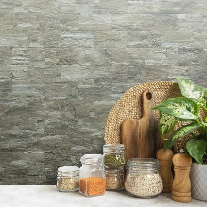 AULIGET 100-Piece Faux Stone Peel and Stick Backsplash Wall Tiles, Laundry Room