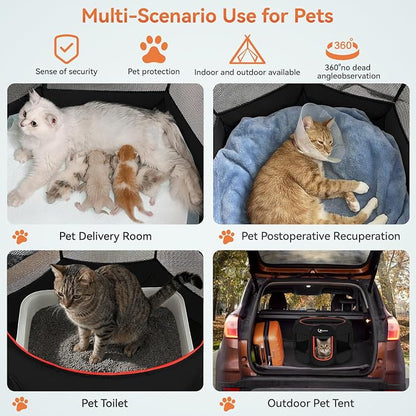 Siedihit Black Dog Cat Playpen, Puppy Pet Playpen Indoor for Small Dog | Crate Tent Cage Outdoor, Portable Pop Up Dogs Enclosure Kennel with Carrying Case for Dogs/Cats/Rabbits