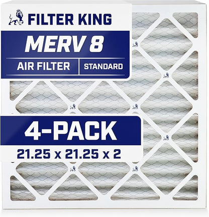 Filter King 21.25x21.25x2 Air Filter | 4-PACK | MERV 8 HVAC Pleated A/C Furnace