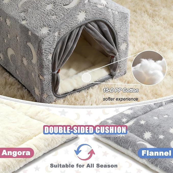 Indoor Dog House, Soft Warm Glow Dog Cave for Medium & Large Dogs | Warm Plush Dog Cave Bed with Sturdy Frame, Machine Washable, Non-slip, for Indoor Dogs and Cats