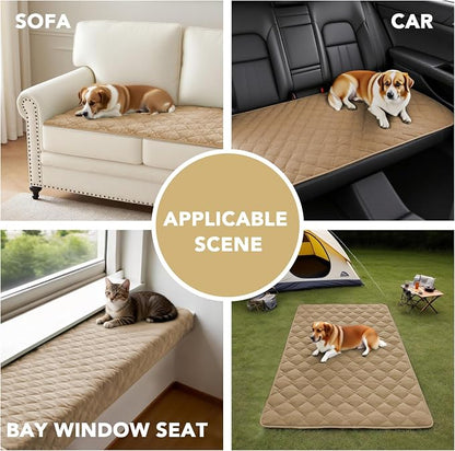 H.VERSAILTEX Chenille Couch Cover for Dogs Washable Soft Fuzzy Chair Covers Armchair Sectional Sofa Cover Thick Pet Couch Cover Protector Non-Slip Dog Bed Cover(Khaki, 28" x 34")