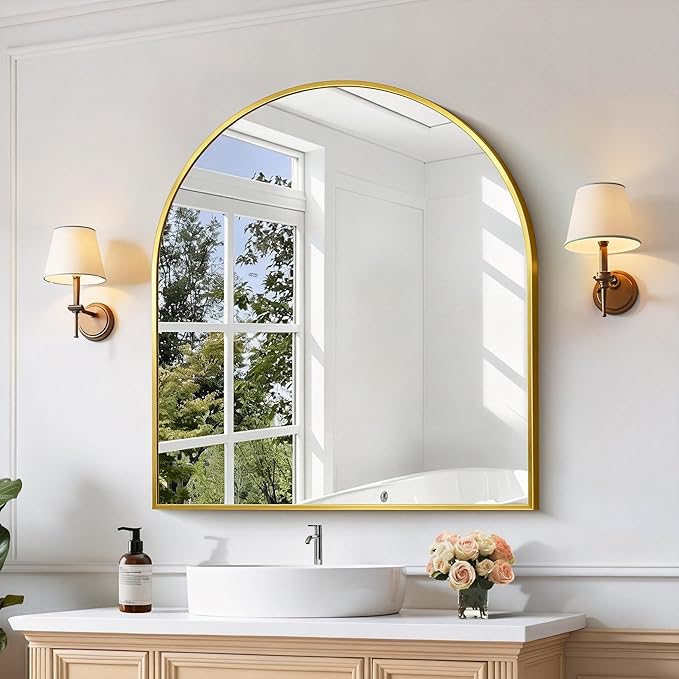 CIRCUMI Arched Wall Mirror, Metal Frame, Large Size