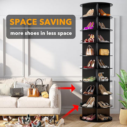 SpaceAid 9 Tier Rotating Shoe Rack Tower, Spinning Shoe Display Lazy Susan