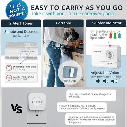 Caregiver Pager Call Button Wireless Call Bell Alert Buttons