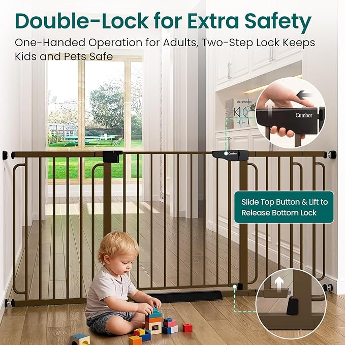 Cumbor Extra Wide Baby Gate, 36.6-69" Walk-Through Dog Gate