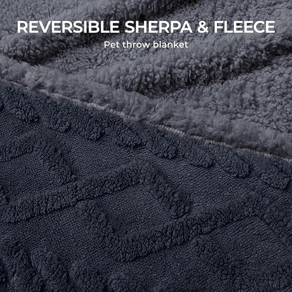 Waterproof Pet Blanket, Liquid Pee Proof Dog Blankets for Sofa Bed Couch, Reversible Sherpa Fleece Furniture Protector Cover for Small Medium Large Dogs Cats,Dark Grey Small（40" x 28"）