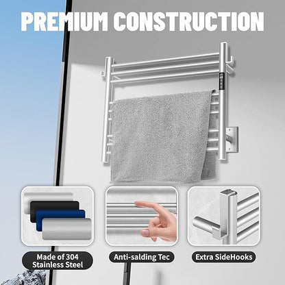 K&KALONZO Towel Warmer for Bathroom, Wall-Mounted 9-Bar Heated Towel Rack