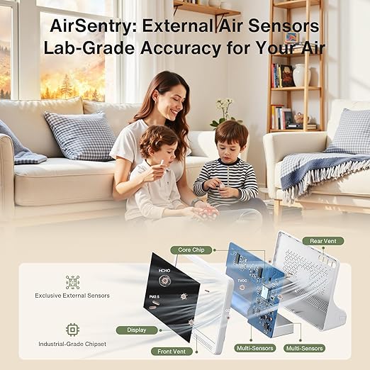 bonoch Upgrade Extended 12-Hour Battery Life 16 in 1 Air Quality Monitor Indoor