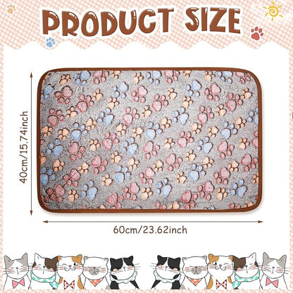Tatuo 4 Pack Fleece Dog Blankets for Puppy Cats Multi-Size Sleep Mat for Pet Guinea Pig Soft Washable Warm Crate Bed Puppy Teething Toys Print Pattern Blanket Indoor(Black,24 x 16 Inch,Paw)