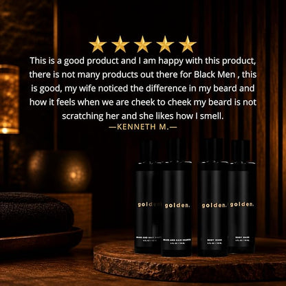 Golden Grooming Co. 3-in-1 Men’s Body Wash, Shampoo & Beard Wash – Hydrating Full Body Cleanser for All Skin Types – Fresh Tea Tree Scent – Naturally Derived Formula – 4-Pack Value Bundle