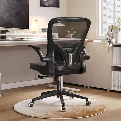 balmstar Office Chair,Ergonomic Comfy Home Desk Chair with 350LBS Capacity,High Back Gaming Chair with Wheels,Mesh Computer Chair,Lumbar Support, Adjustable Headrest,Flip-up Armrest (07Black)