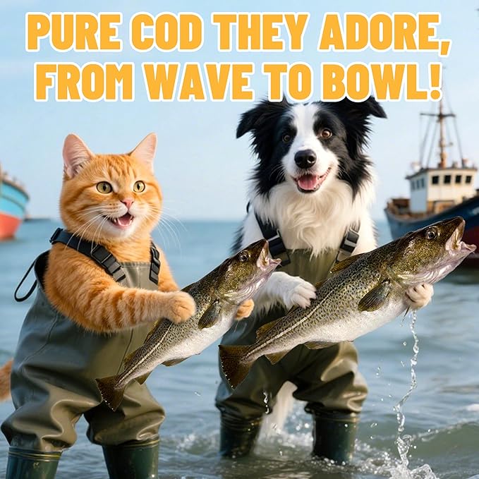 Just Try 4.76 oz Freeze-Dried Cod Treats Dog & Cat Treats - Single Ingredient, Grain-Free Snacks Omega-3 Supports Skin & Coat Health