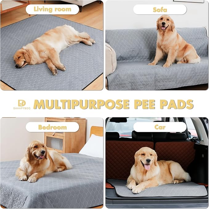 DAHAPYBOO Extra Large Washable Pee Pads for Dogs 36x48,6Pack | Reusable Puppy Pads for Dogs Non-Slip Waterproof Pet Training Pads for Crate, Playpen, Bed, Sofa,Whelping Box, Potty Training