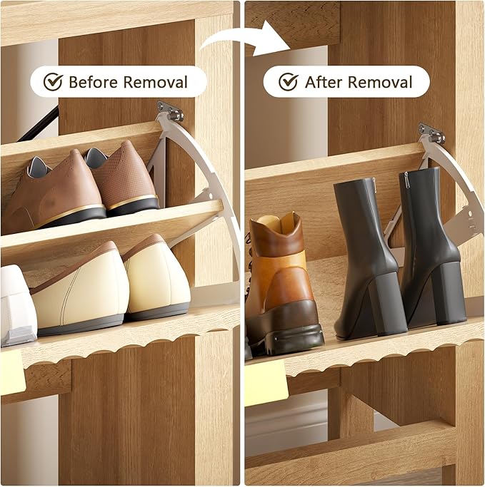 Shoe Cabinet Storage for Entryway, Fluted Shoe Cabinet