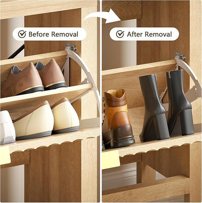 Shoe Cabinet Storage for Entryway, Fluted Shoe Cabinet