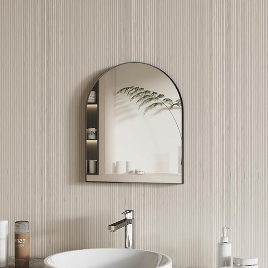 15x18 Inch Compact Black Arched Mirror Perfect