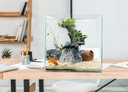 LANDEN 36C 11.5 Gallon Cube Rimless Low Iron Aquarium Tank,W14.2×D14.2×H14.2 in(36x36x36cm) 5mm Thickness with Nano Foam Leveling Mat Included